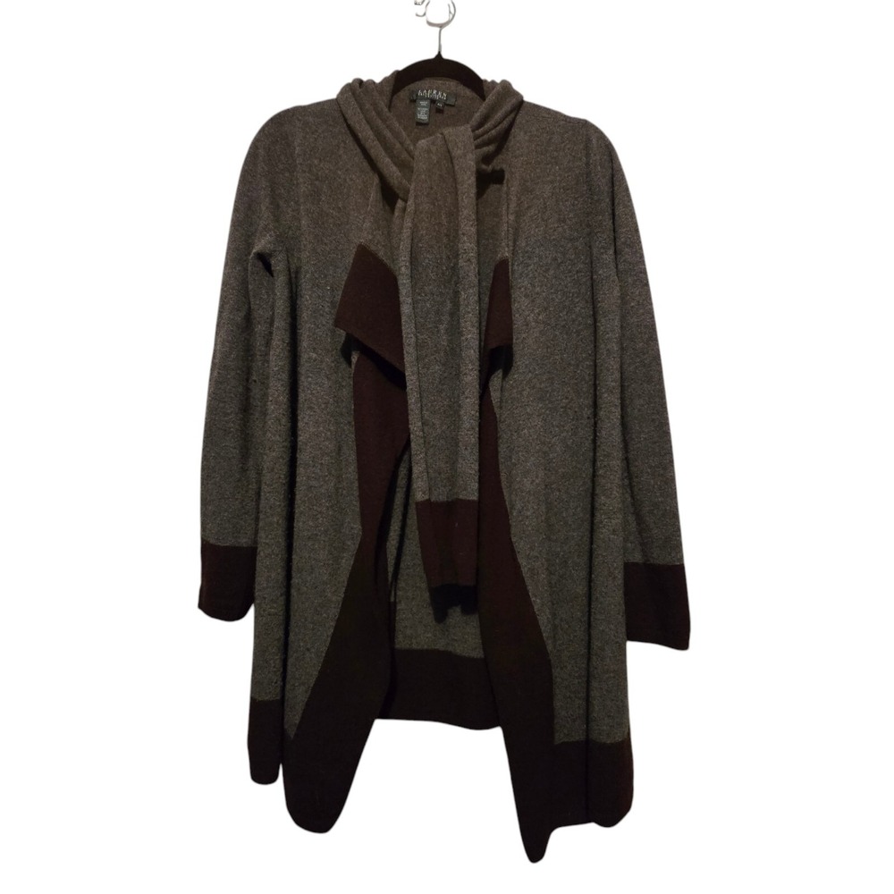 Lauren Ralph Lauren Womens Wool/Cashmere Cardigan Sz P-SM Sweater Lagenlook Gray